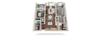 2 bed 2 bath 2B Floor Plan at 900 at Cleveland Park, Nashville, TN 37207