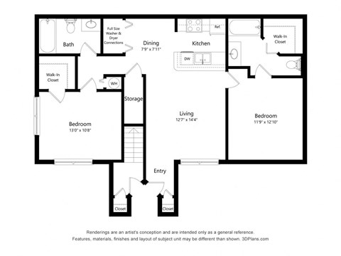 2 bedroom floor plan at Aria Landings, Fort Myers Florida