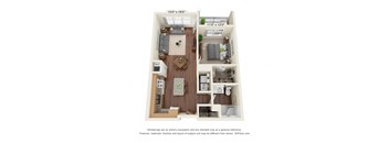 Ashlynn Ridge_3D_1 Bedroom A2 Floor Plan