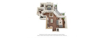 Ashlynn Ridge_3D_1 Bedroom A3-ADA Floor Plan