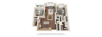 Ashlynn Ridge_3D_2 Bedroom B2 Floor Plan