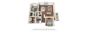 Ashlynn Ridge_3D_2 Bedroom B5 Floor Plan