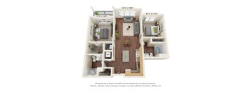 Ashlynn Ridge_3D_2 Bedroom B8 Floor Plan