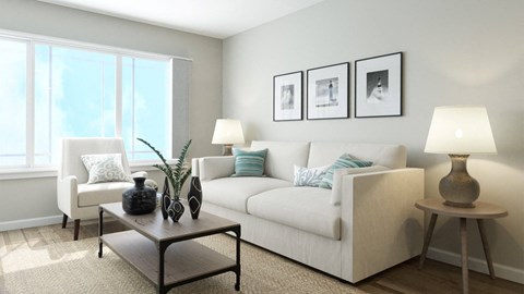 Dominium_Aviara Flats_Sample Staged Apartment Living Room Space