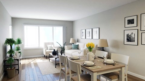 Dominium_Aviara Flats_Sample Staged Apartment Dining & Living Room Areas