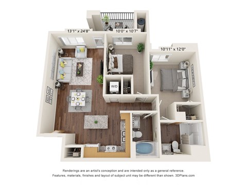 2BD Floor Plan at Aviara Flats, Phoenix Arizona