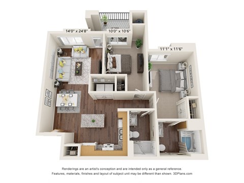 2BD ADA Floor Plan at Aviara Flats, Arizona