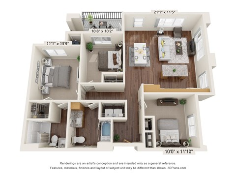 3BD ADA Floor Plan at Aviara Flats, Phoenix, 85035