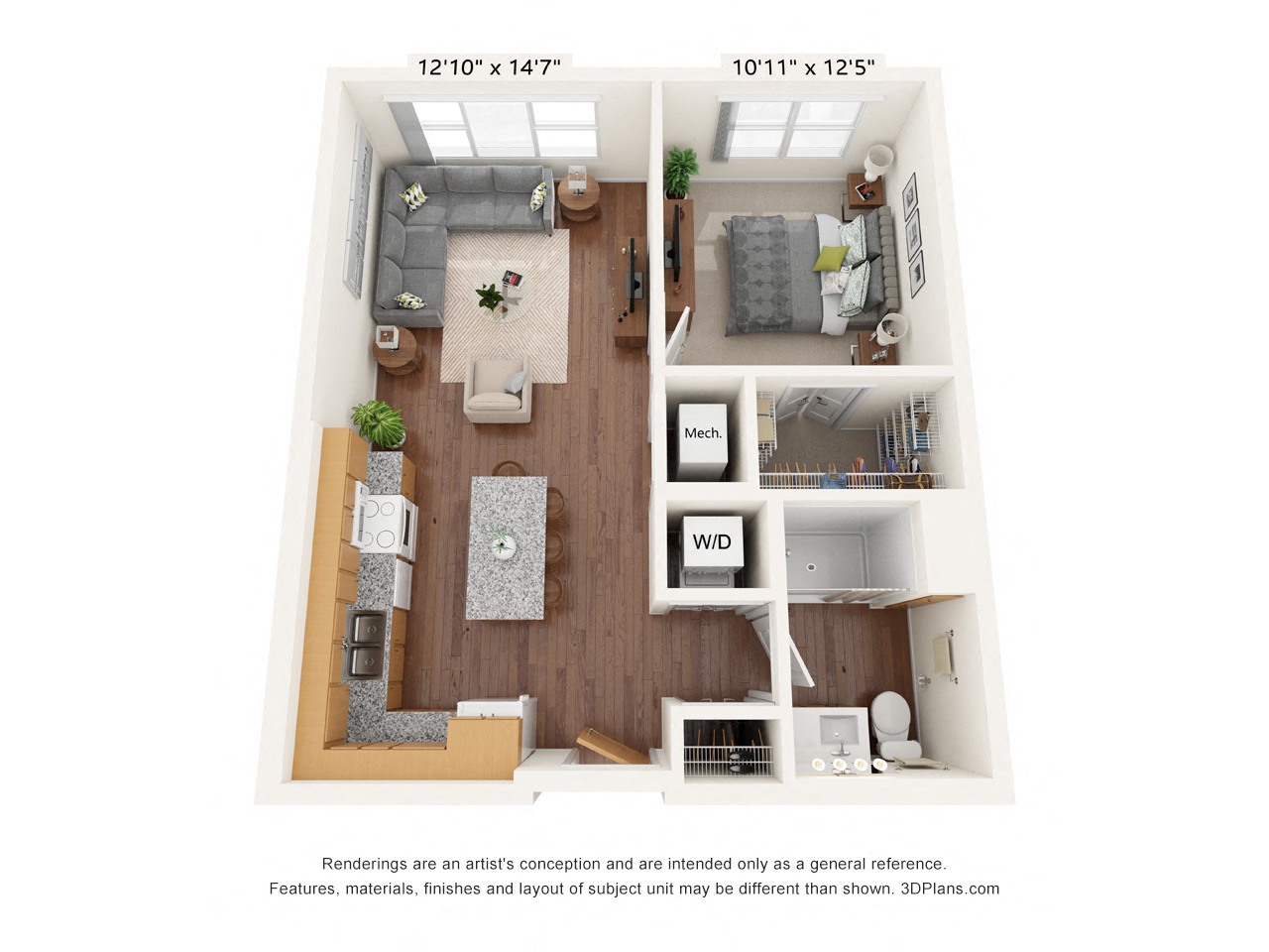 One Bedroom - A Floor Plan at Bren Road Station 55+ Apartments, Minnesota