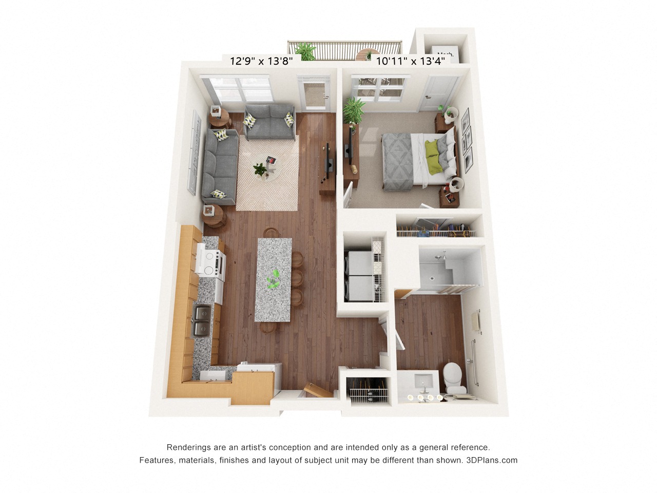 One Bedroom - E (ADA) Floor Plan at Bren Road Station 55+ Apartments, Minnetonka