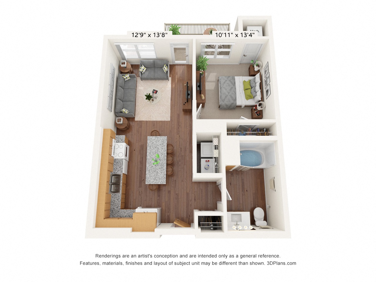 One Bedroom - G Floor Plan at Bren Road Station 55+ Apartments, Minnetonka, 55343