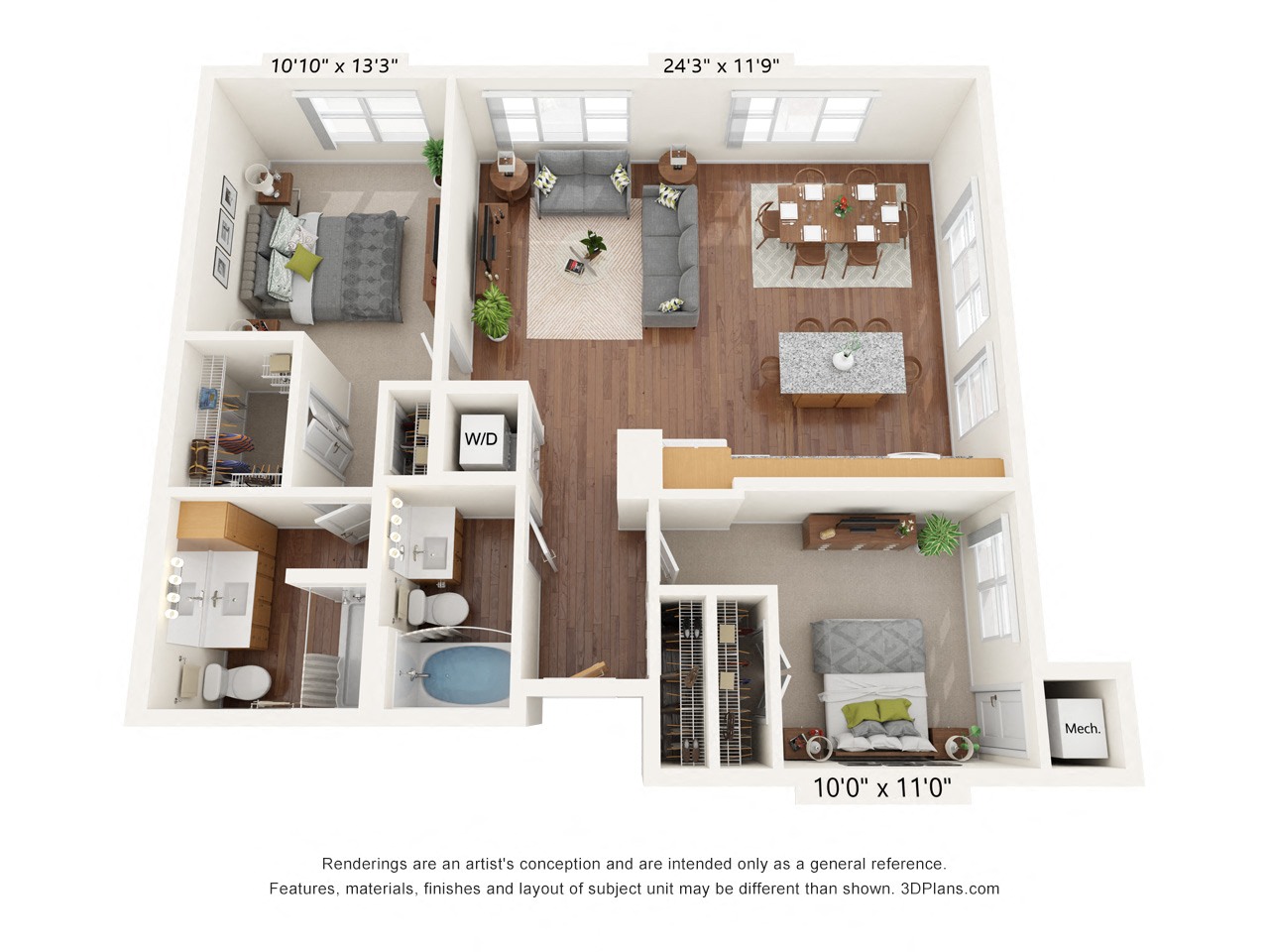 Two Bedroom - F Floor Plan at Bren Road Station 55+ Apartments, Minnetonka, 55343