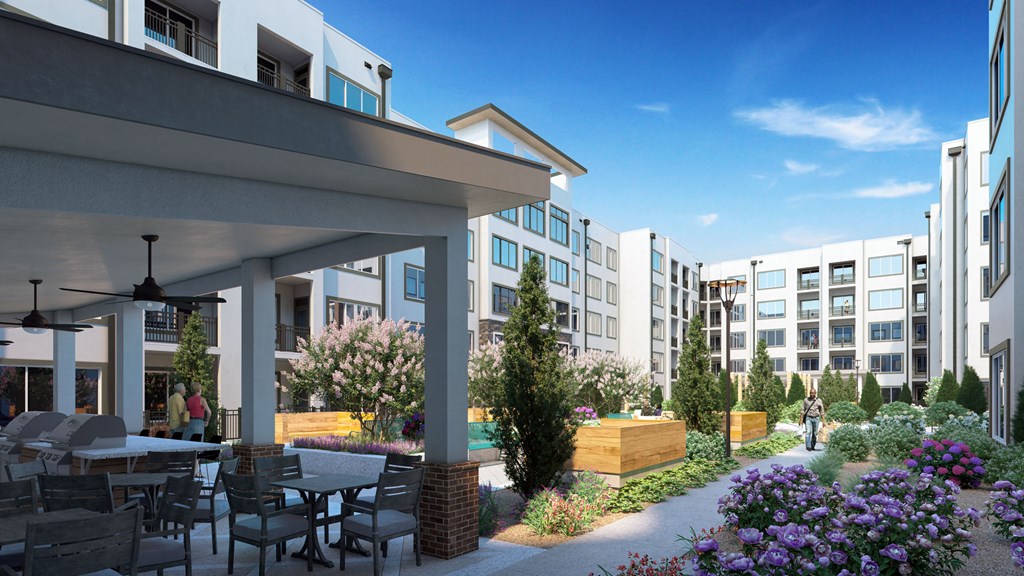 Exterior Courtyard Dominium_Briar Park_Exterior Courtyard Rendering