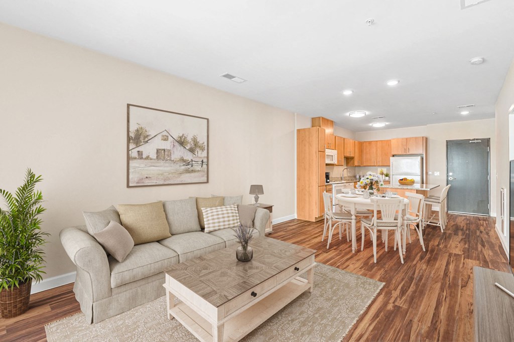 Living and kitchen at Shannon Reserve 55+ Apartments, Union City, GA