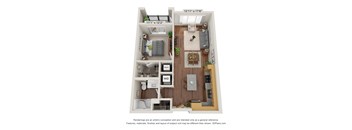1A Floor Plan at Briar Park 55+ Apartments, Georgia, 30331