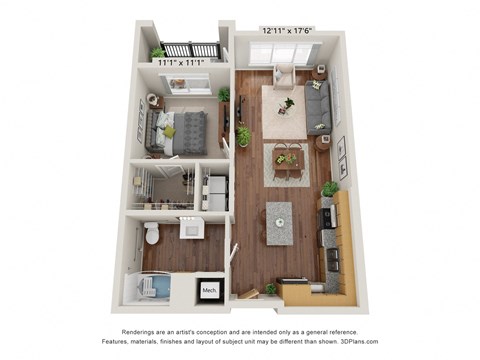 1A ADA Floor Plan 1A ADA Floor Plan at Briar Park 55+ Apartments, Atlanta, GA 30331