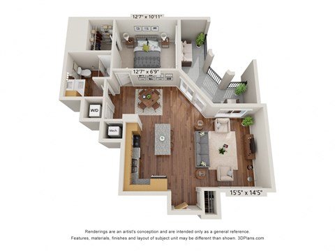 1C Floor Plan at Briar Park 55+ Apartments, Atlanta, 30331