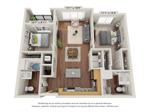 2A ADA Floor Plan 2A ADA Floor Plan at Briar Park 55+ Apartments, Georgia