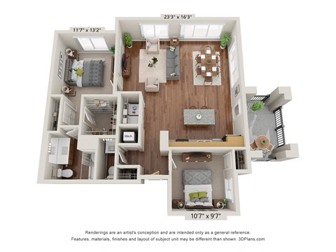 2B Floor Plan at Briar Park 55+ Apartments, Georgia, 30331