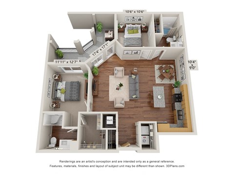 2C Floor Plan at Briar Park 55+ Apartments, Atlanta, GA