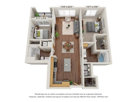 2D Floor Plan at Briar Park 55+ Apartments, Atlanta, 30331