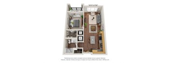 1 Bedroom Floor Plan at Briar Park 55+ Apartments, Georgia, 30331