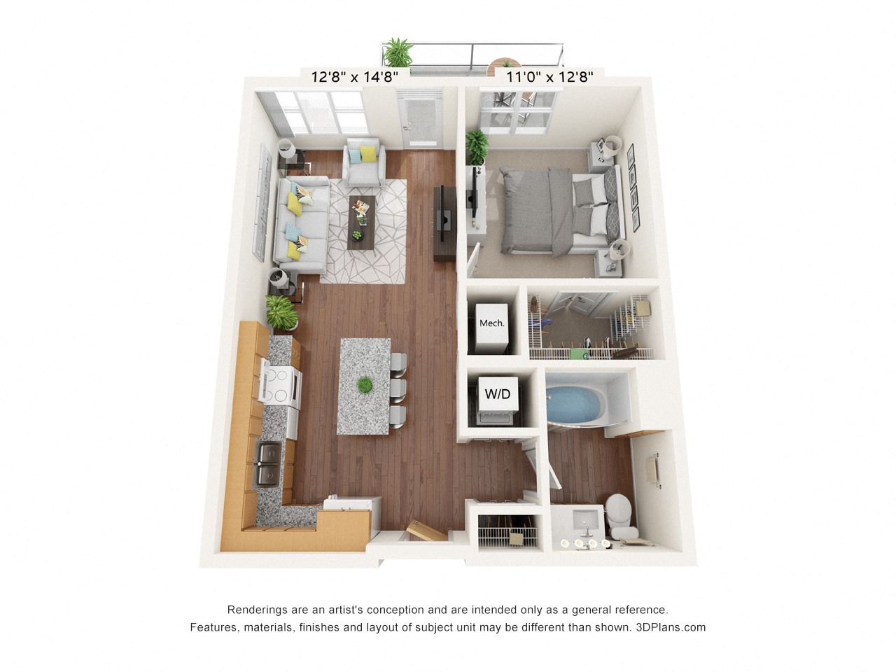 Brighton Oaks_1 Bedroom Floor Plan