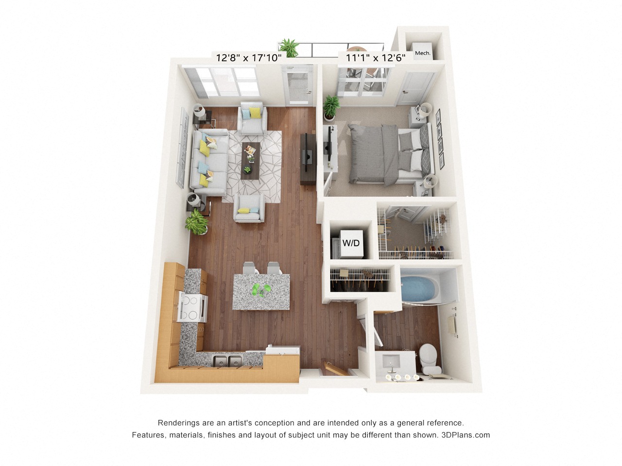 Brighton Oaks_1 Bedroom Floor Plan