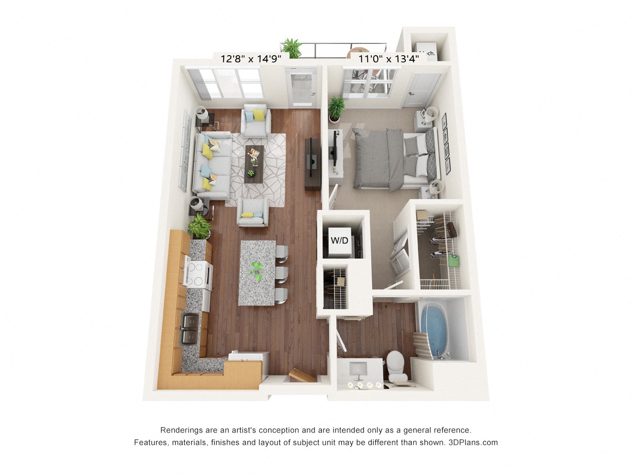 Brighton Oaks_1 Bedroom Floor Plan