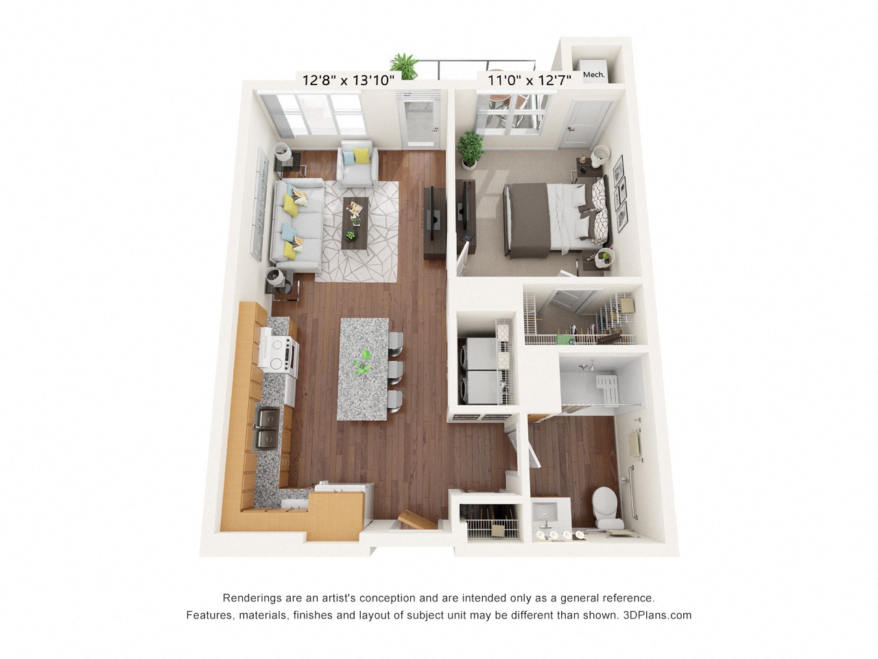 Brighton Oaks_1 Bedroom Floor Plan