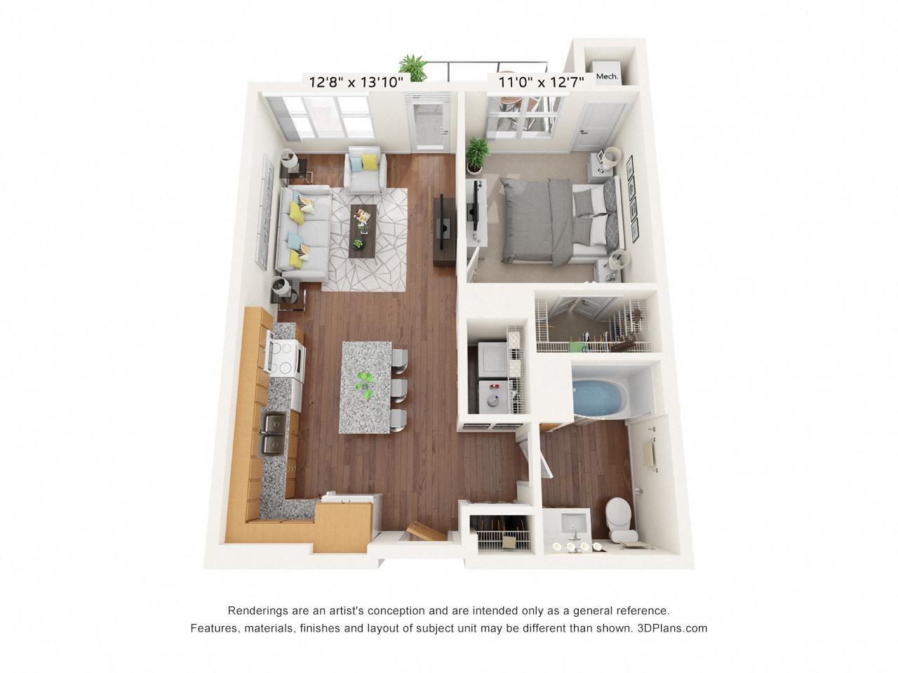 Brighton Oaks_1 Bedroom Floor Plan