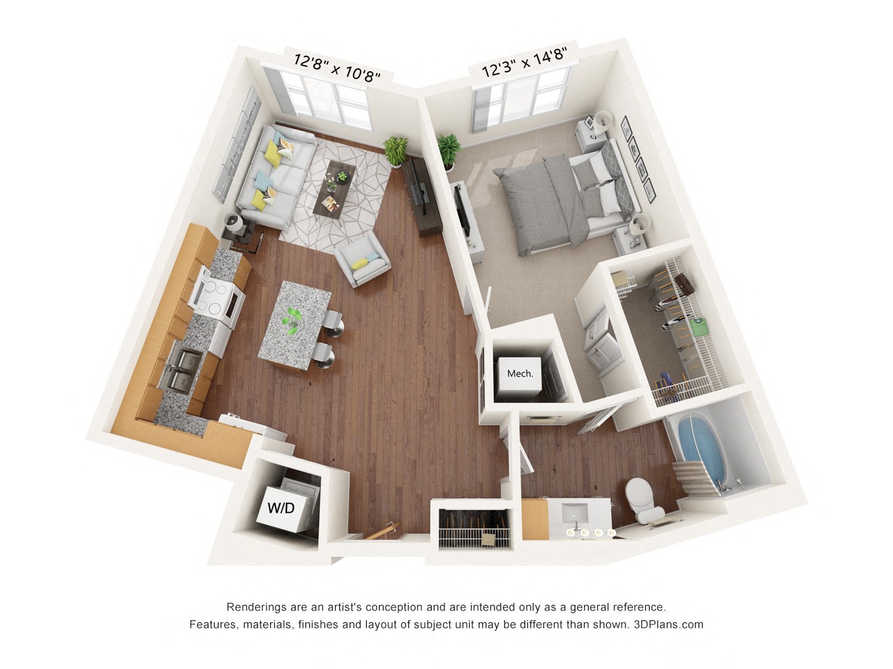 Brighton Oaks_1 Bedroom Floor Plan