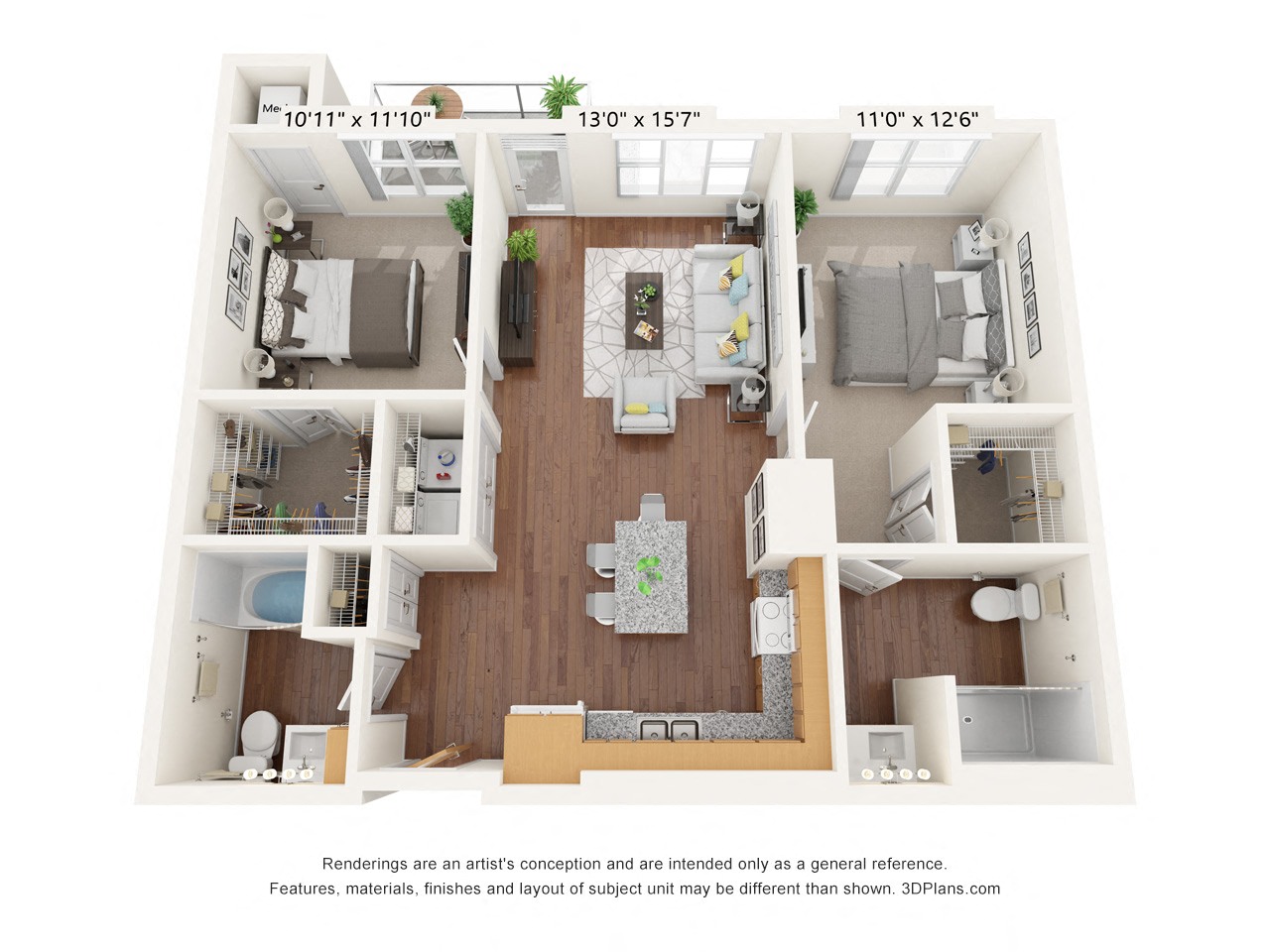 Brighton Oaks_2 Bedroom Floor Plan_2D