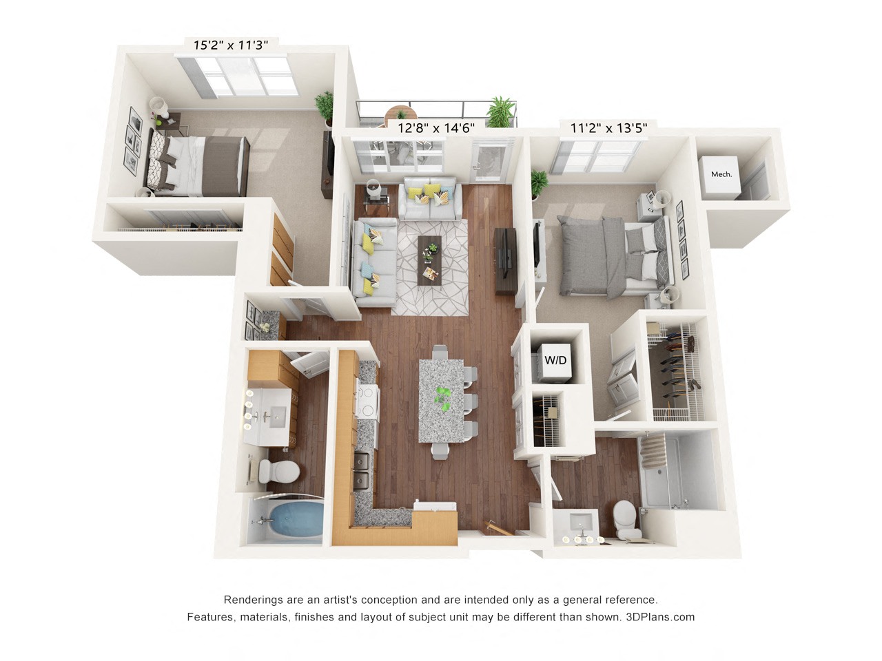 Brighton Oaks_2 Bedroom Floor Plan_2F