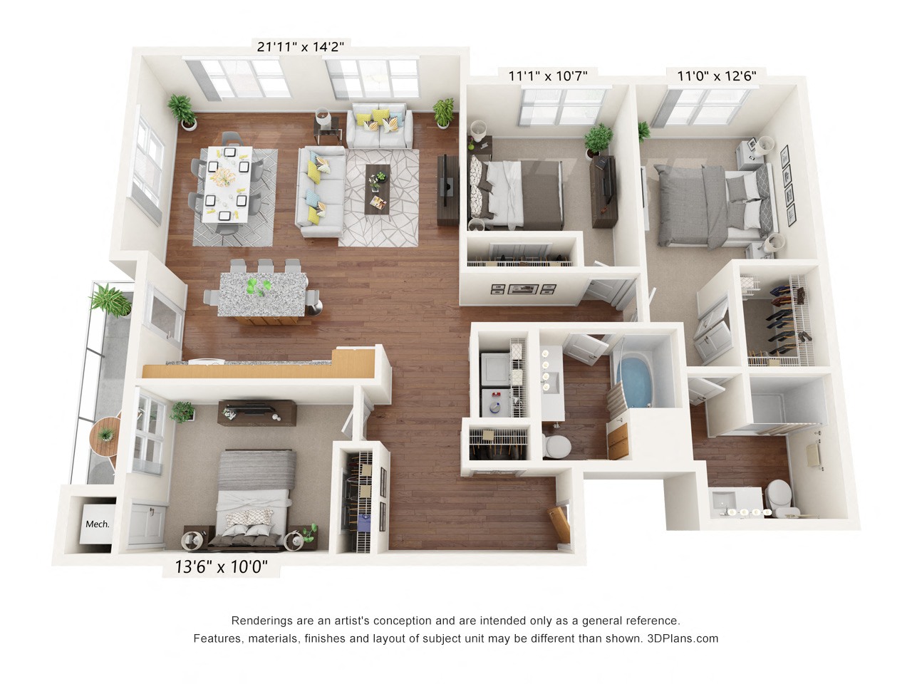 Brighton Oaks_3 Bedroom Floor Plan_3E