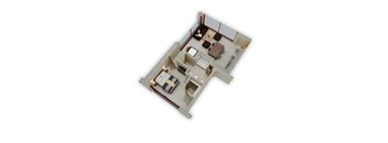 1 Bedroom F Floor Plan at Buzza Lofts of Uptown, Minneapolis