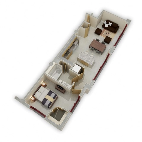 1 Bedroom G Floor Plan at Buzza Lofts of Uptown, Minneapolis Minnesota