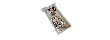 1 Bedroom P Floor Plan at Buzza Lofts of Uptown, MN 55408