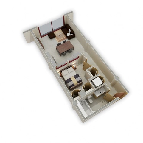 1 Bedroom P Floor Plan at Buzza Lofts of Uptown, MN 55408