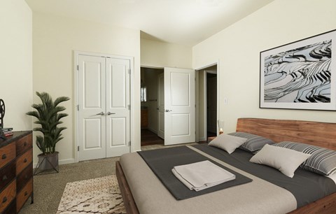 Bedroom With Closet at Casa Azure 55+ Apartments, Phoenix, AZ 85035