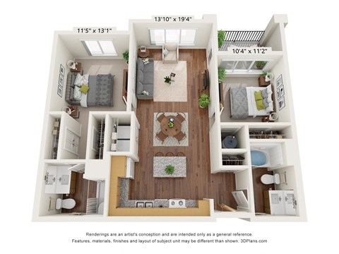 B1 Floor Plan at Casa Azure 55+ Apartments, Phoenix, AZ 85035