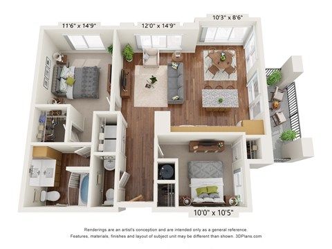 B2 Floor Plan at Casa Azure 55+ Apartments, Phoenix, 85035