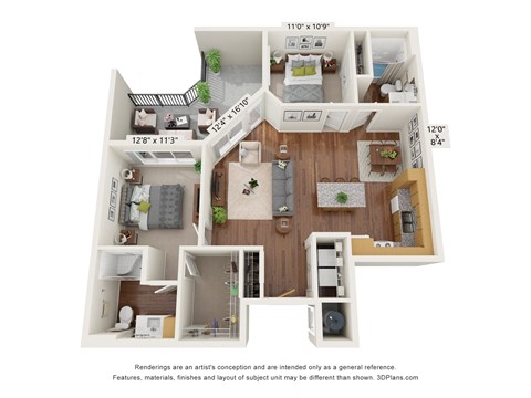 B7 Floor Plan at Casa Azure 55+ Apartments, Phoenix Arizona