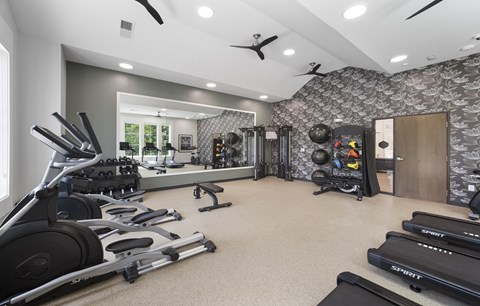 fitness center at Creekridge on the Park Apartments, Charlotte 28212