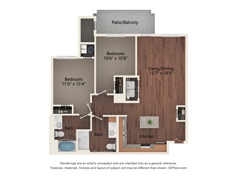 2 bed 2 bath C at Creekridge on the Park Apartments, Charlotte, NC