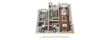 Crossroad Commons_2 Bedroom C_3D Floor Plan at Crossroad Commons, Manor, TX