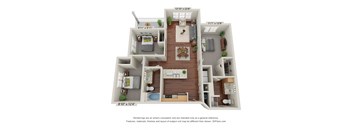 Crossroad Commons_3 Bedroom A_3D Floor Plan at Crossroad Commons, Manor, TX 78653