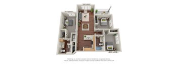Crossroad Commons_3 Bedroom B_3D Floor Plan at Crossroad Commons, Manor, 78653