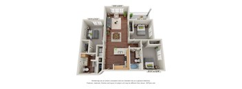 Crossroad Commons_3 Bedroom C_3D Floor Plan at Crossroad Commons, Texas, 78653