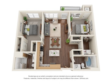 2B Floor Plan at Harbor at Twin Lakes 55+ Apartments, Minnesota, 55113